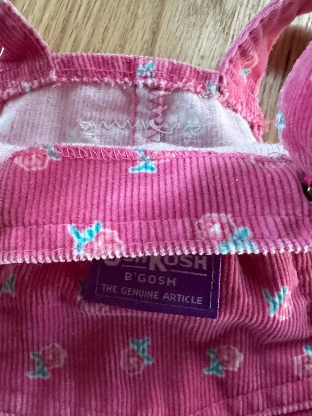 Vintage OshKosh B’Gosh Pink Floral Corduroy Vestbak Overalls 2T